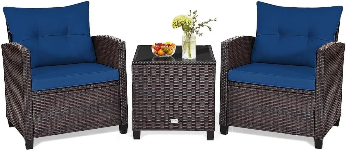 Patio Conversation Set with Washable Cushions and Coffee Table