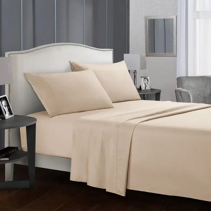 Solid Color Soft Brushed Bedding Set with Pillowcases