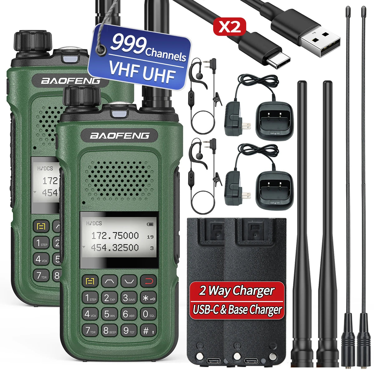 BAOFENG Long Range Walkie Talkie Dual Band Ham Radio Set