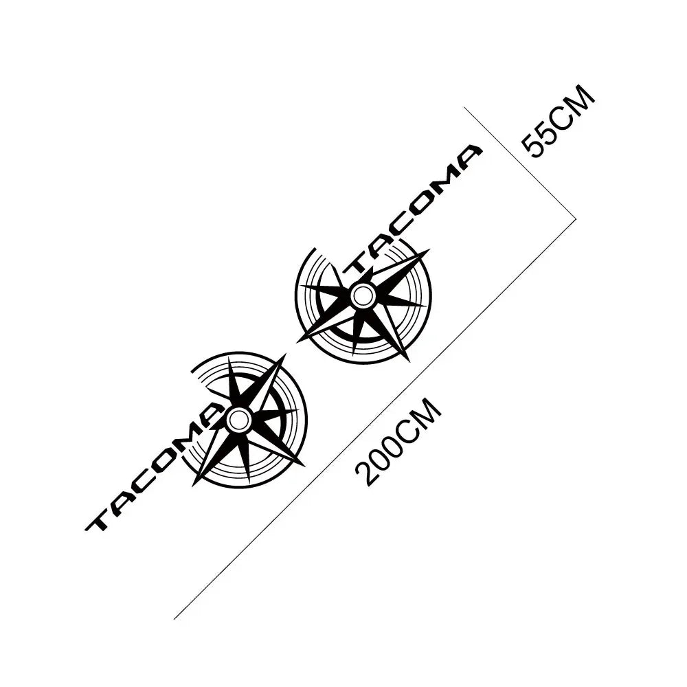 Pickup Trunk Bed Side Stickers For Toyota Tacoma TRD Truck Graphics Compass Decor Vinyl Film Cover Auto Tuning Accessories