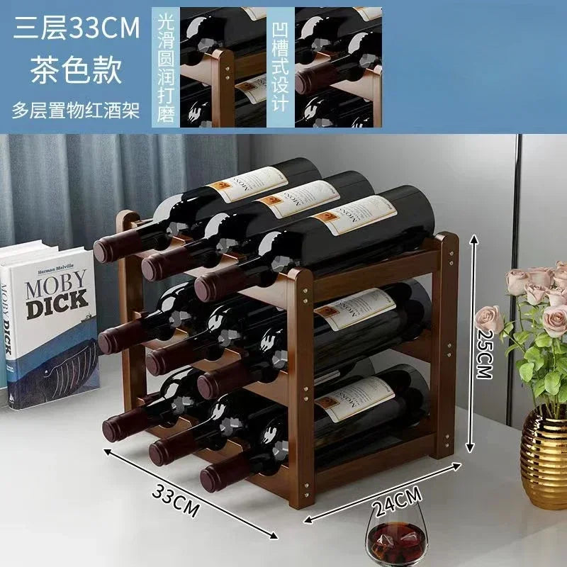 Wooden Wine Rack Display Grid Storage Shelf For Tabletop