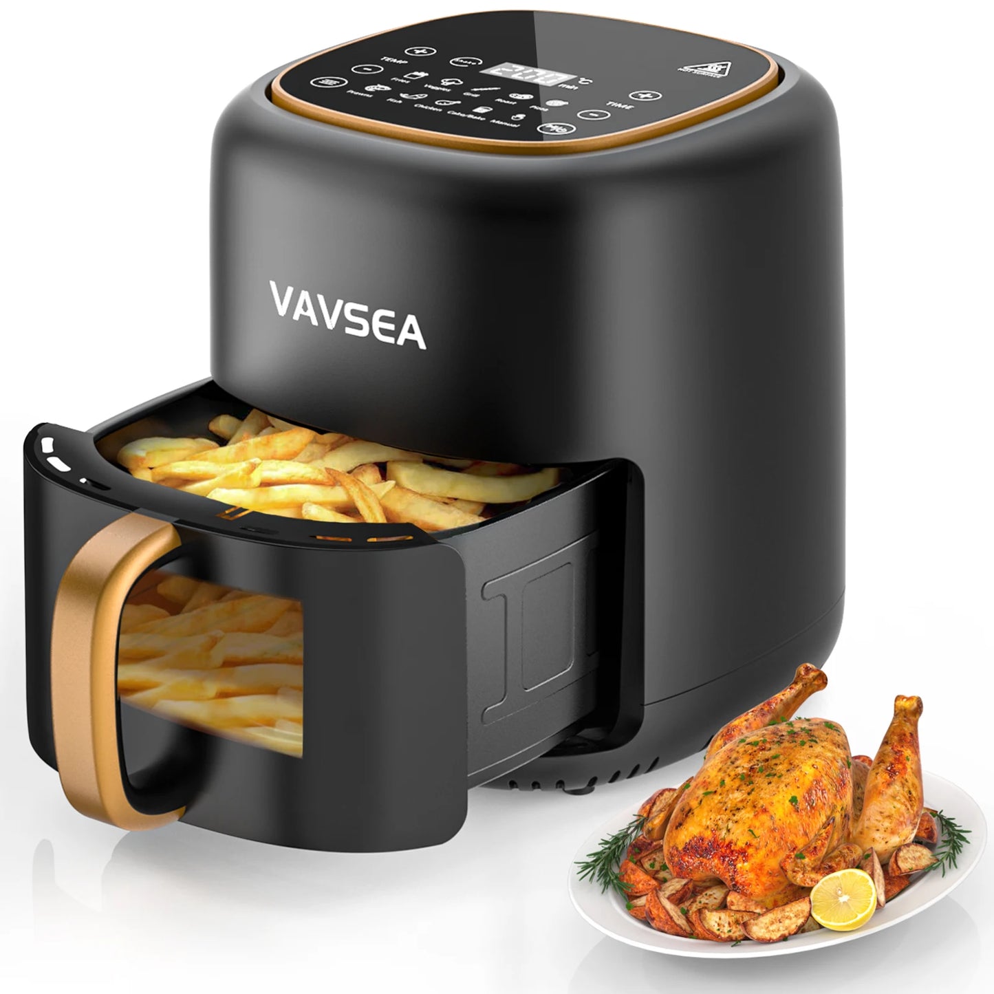 VAVSEA 10 in 1 Air Fryer with Clear Window 1600W Hot Airfryer Oven Digital LED Touch Screen Non Stick Basket 6.5QT