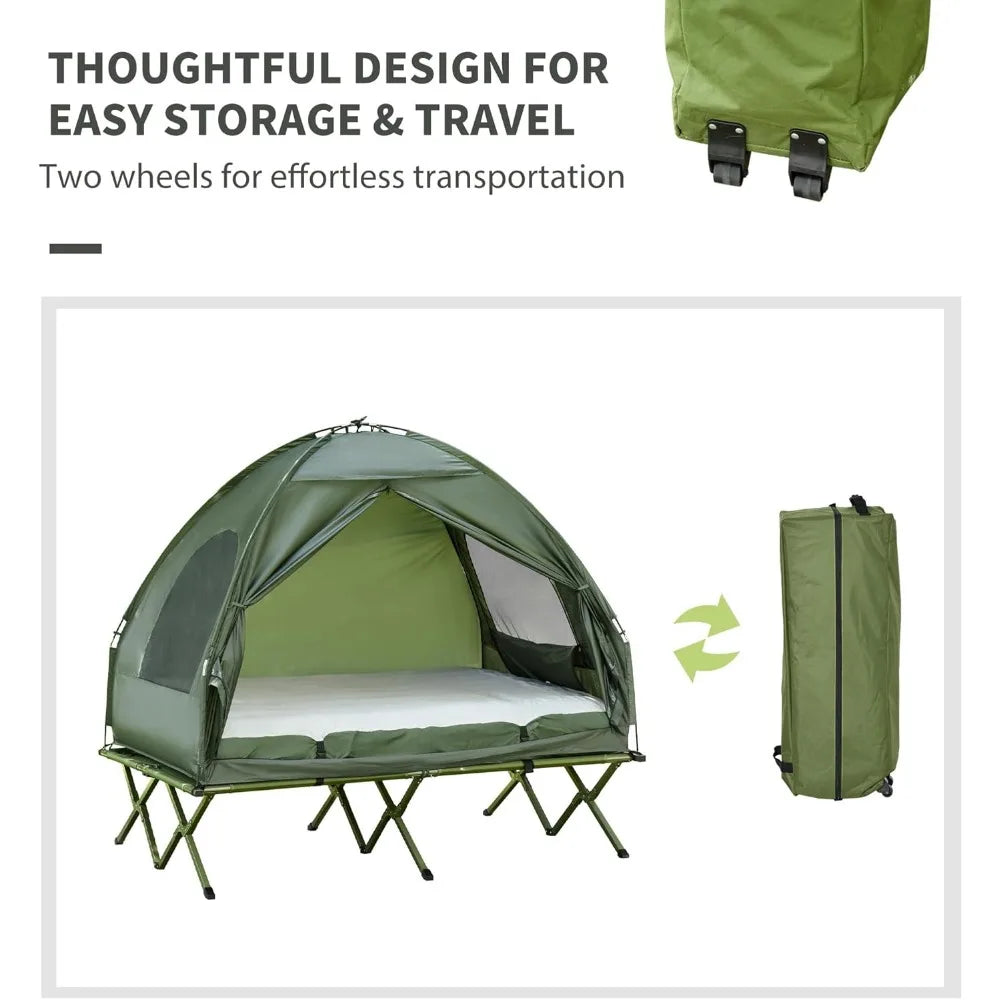 Foldable Camping Cot with Tent and Air Mattress Combo Set
