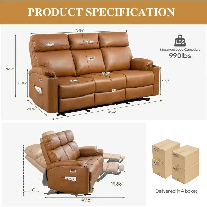 RPD4-3 Exceptionally UltraPremium Recliner PU Leather HomeTheater Sofa With FlipBack