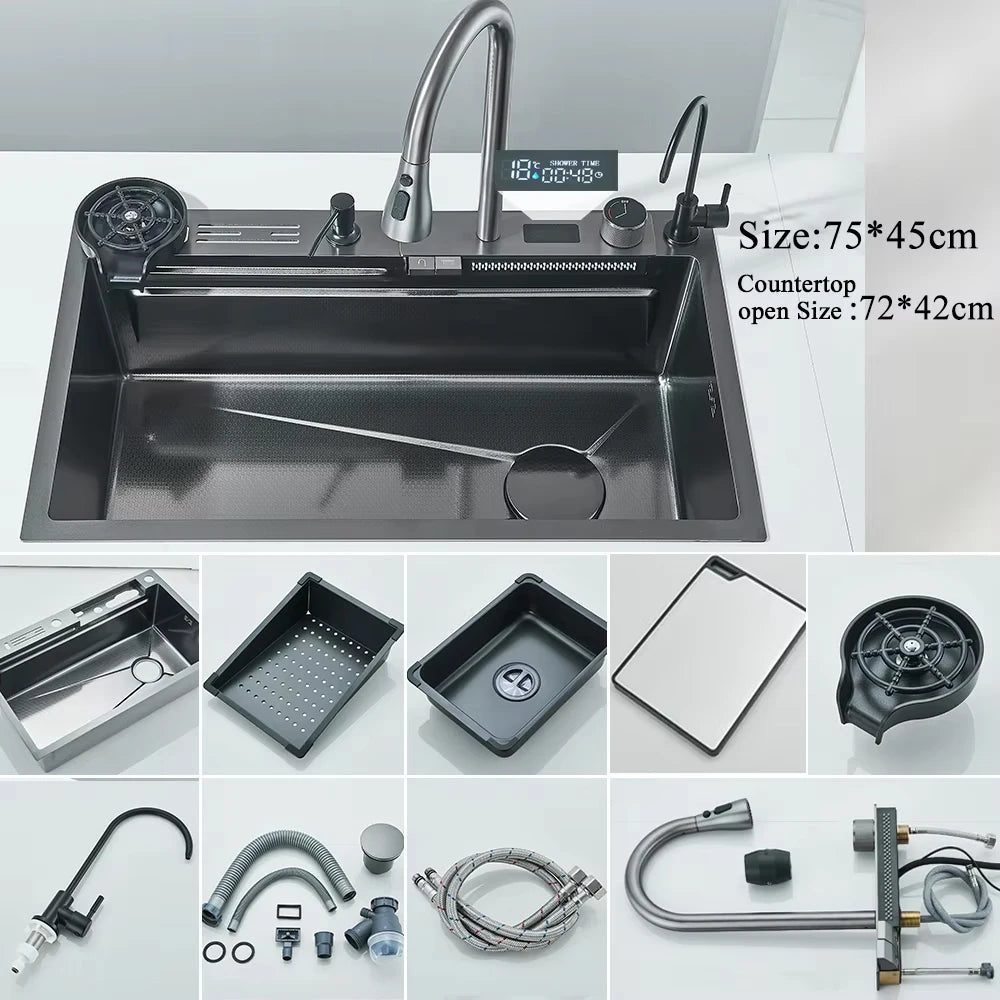 MYQualife 304 Stainless Steel Waterfall Kitchen Sink Faucet