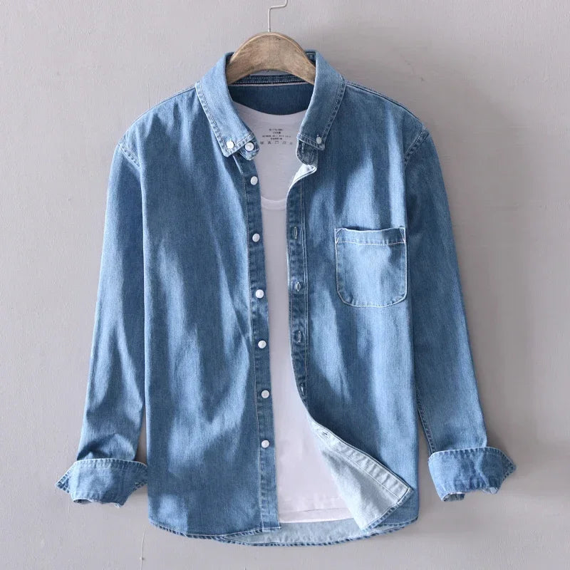Cotton Long Sleeve Denim Shirt for Men