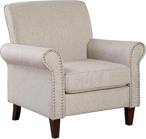 Comfy Upholstered Living Room Chair with Rolled Armrest