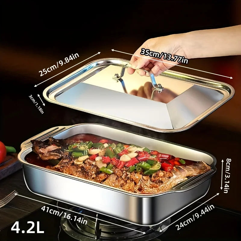 Extra Large Stainless Steel Non-Stick Baking Tray with Lid