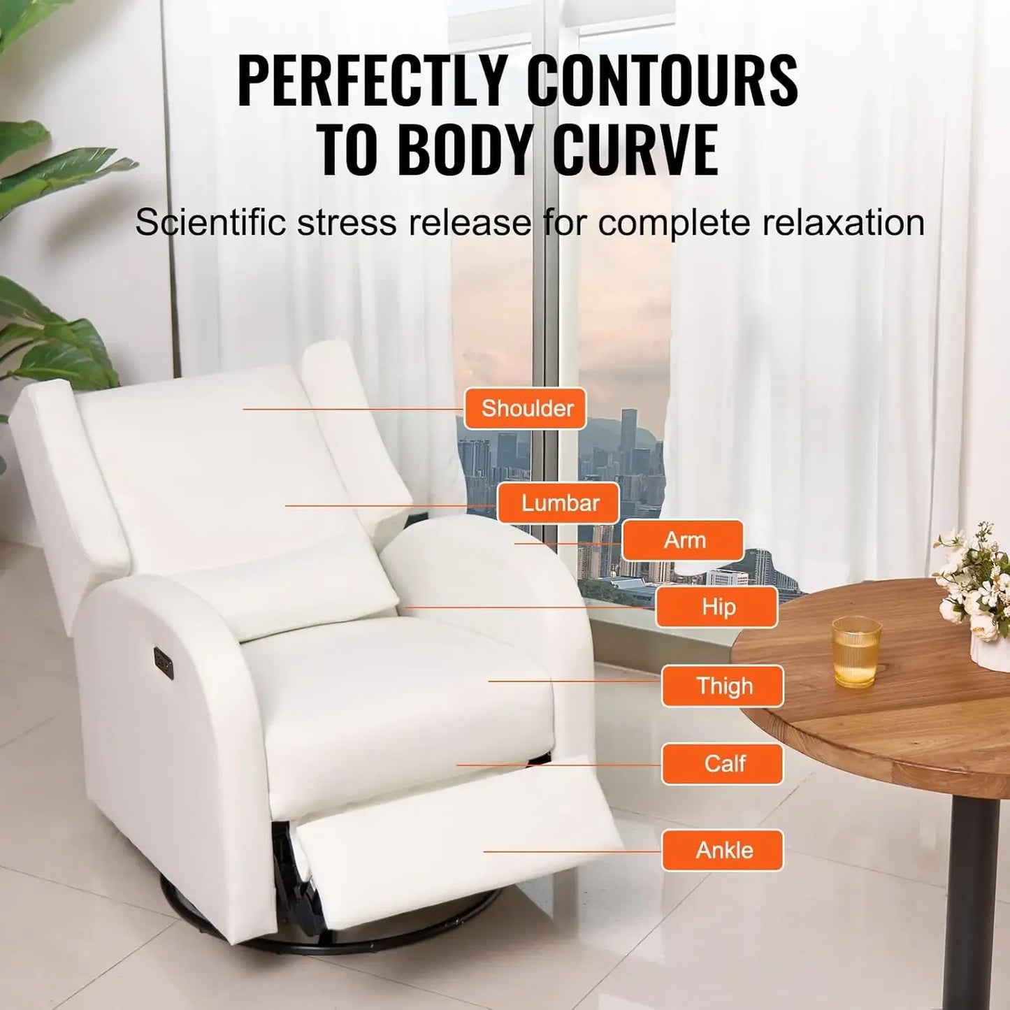 Power Recliner Swivel Glider Chair with USB Charging Port