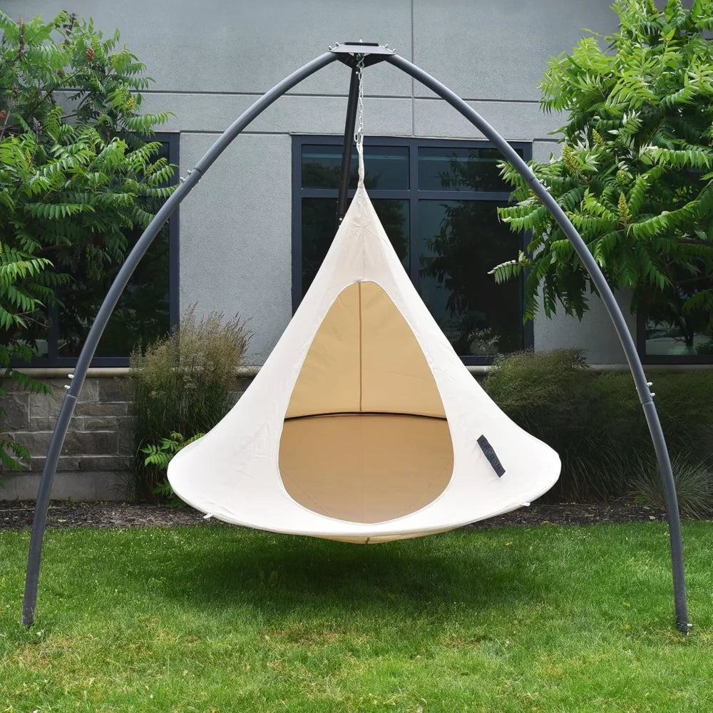 Double Cacoon Hanging Chair for Two Cozy Indoor Outdoor Hammock with Polyester Canvas 440 Pound Capacity