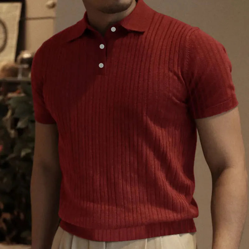Men's Casual Knit Polo Shirt for Summer Style
