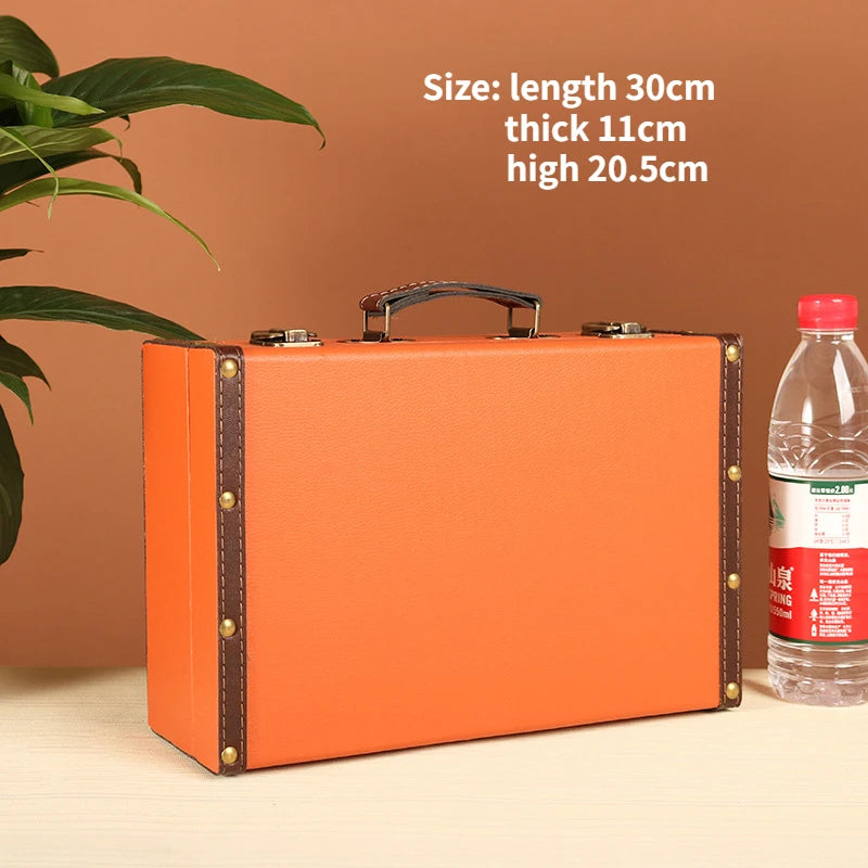 Retro Suitcase Desktop Sundries Document Storage Box Jewelry Treasure Box Wooden Photography Decoration Storage Box