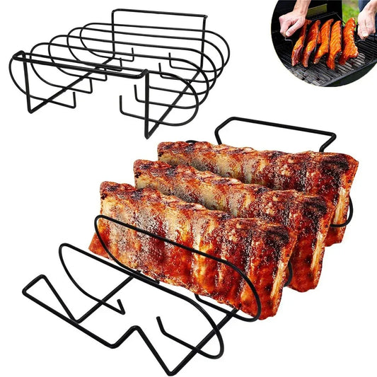 Non-Stick Stainless Steel BBQ Rib Rack for Perfect Grilling