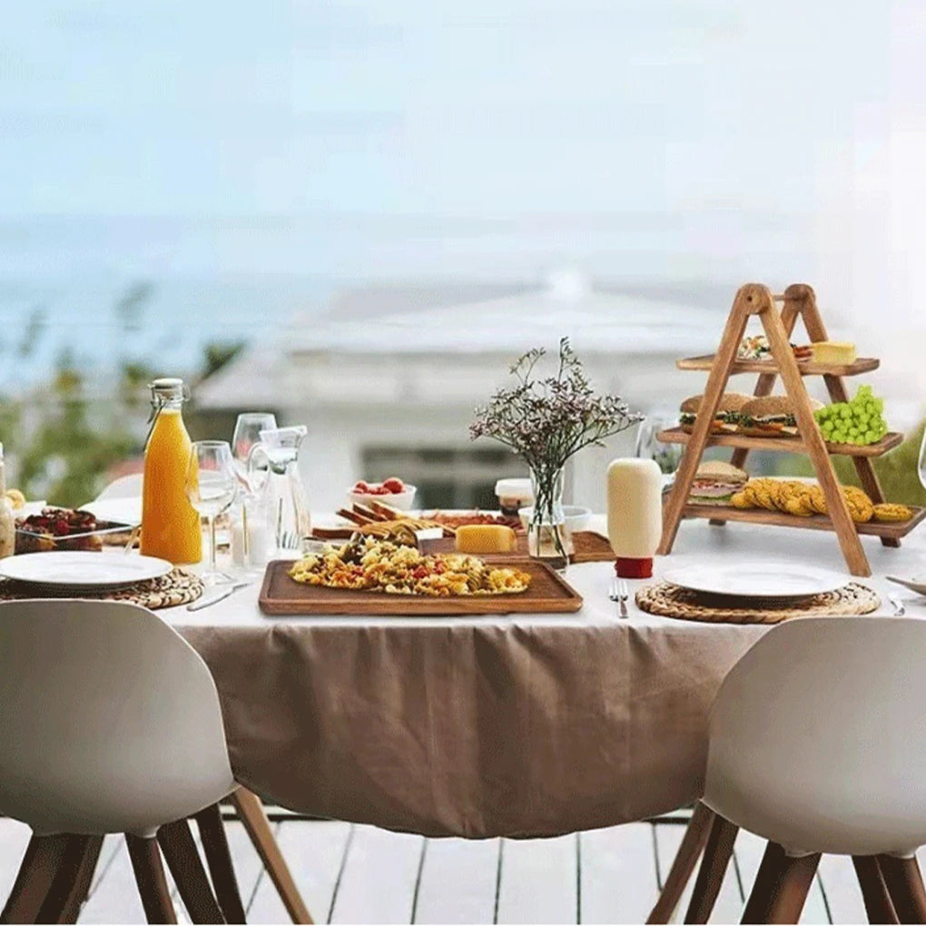 Tray Stand Farmhouse Cake Dessert Afternoon Tea Picnic Plating Three Layer Fruit Plate Wooden Pallet