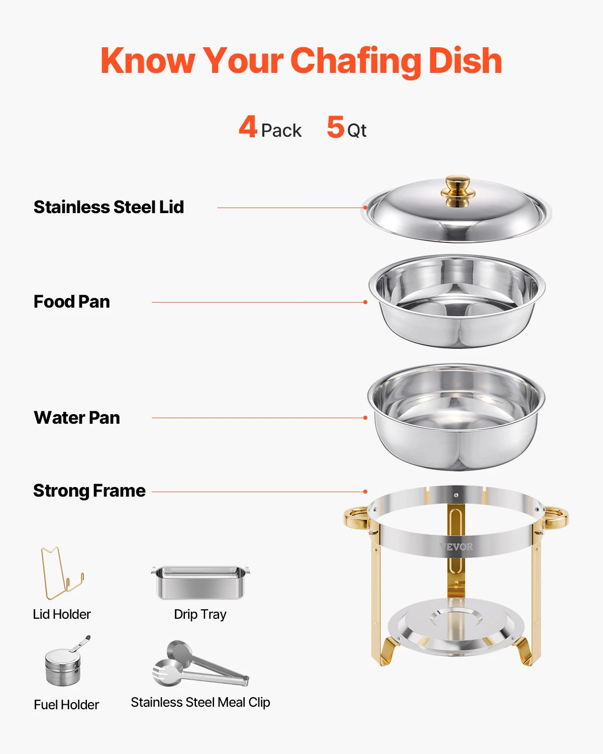 VEVOR Chafing Dish Buffet Set Stainless Steel Chafer Warmer