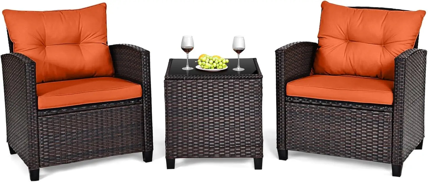 Patio Conversation Set with Washable Cushions and Coffee Table