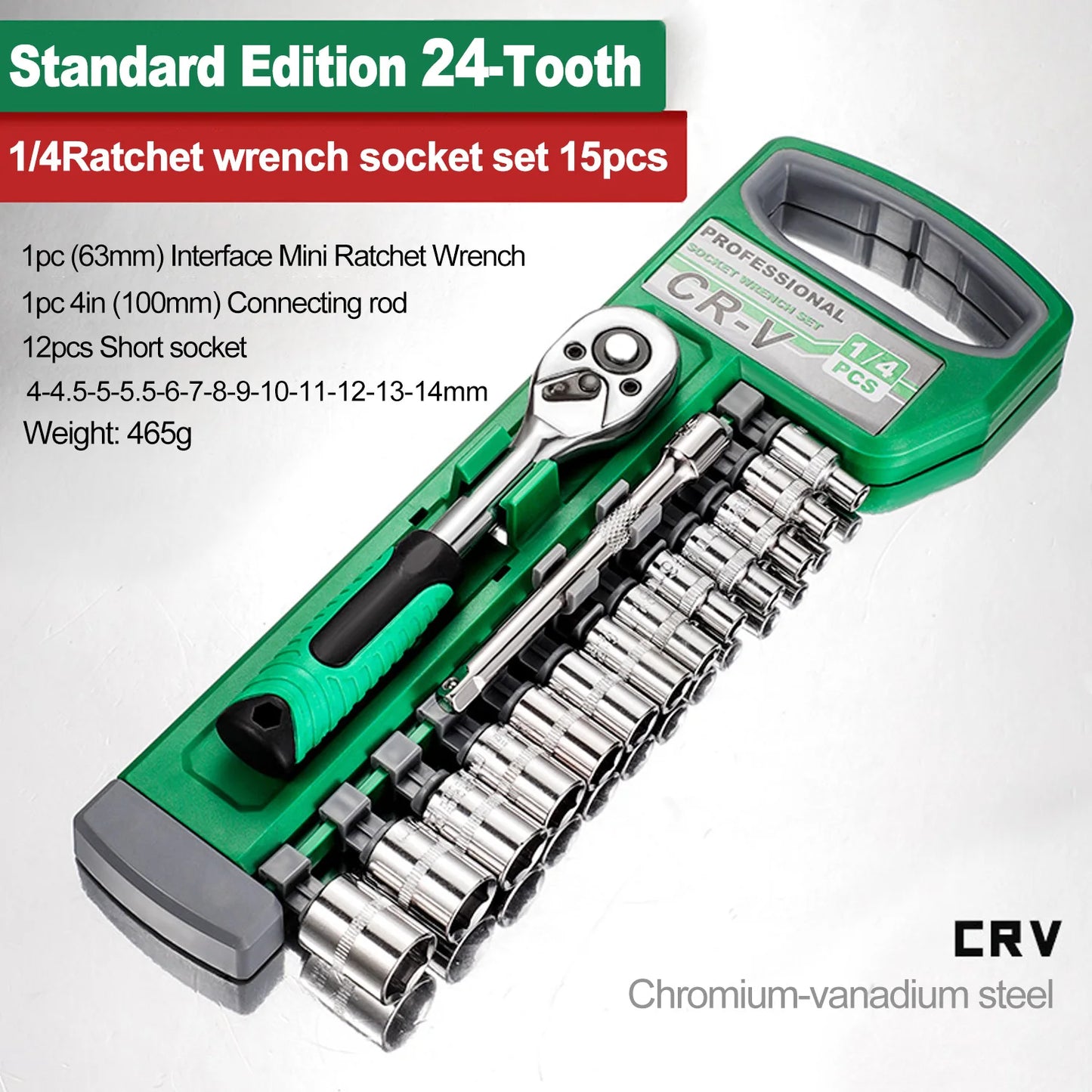 Ratchet Socket Wrench Set With Quick Release Reversible Handle