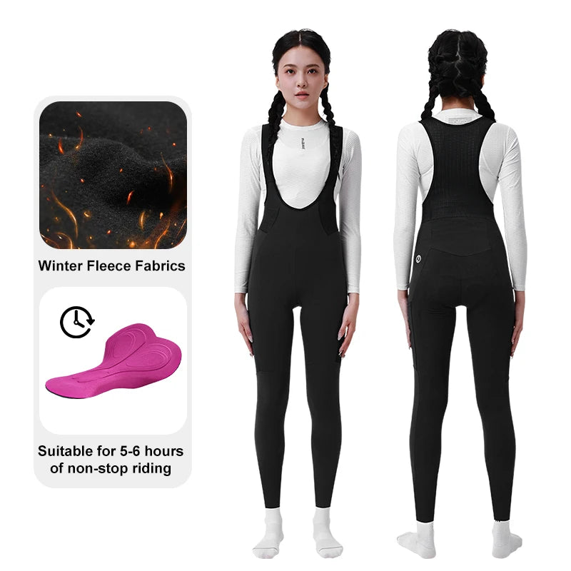 INBIKE Winter Cycling Bib Pants Women With Pockets Fleece