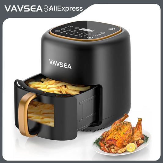 VAVSEA 10 in 1 Air Fryer with Clear Window 1600W Hot Airfryer Oven Digital LED Touch Screen Non Stick Basket 6.5QT