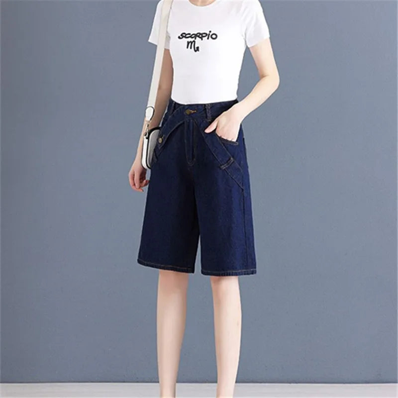 High Waist Wide Leg Denim Pants for Women's Vintage Style