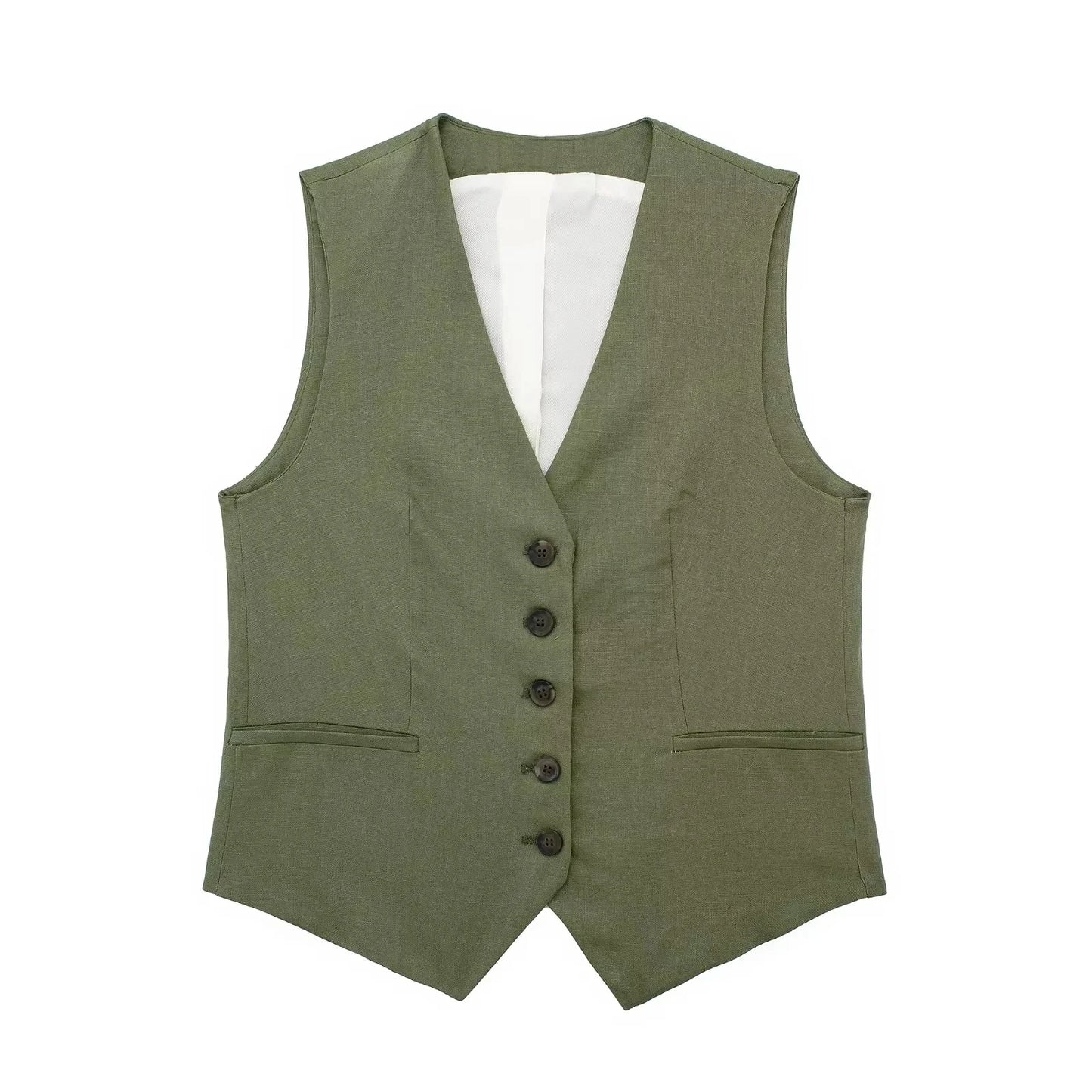 TRAFZA Women Casual Vintage Pant Suit Vest Shorts Set