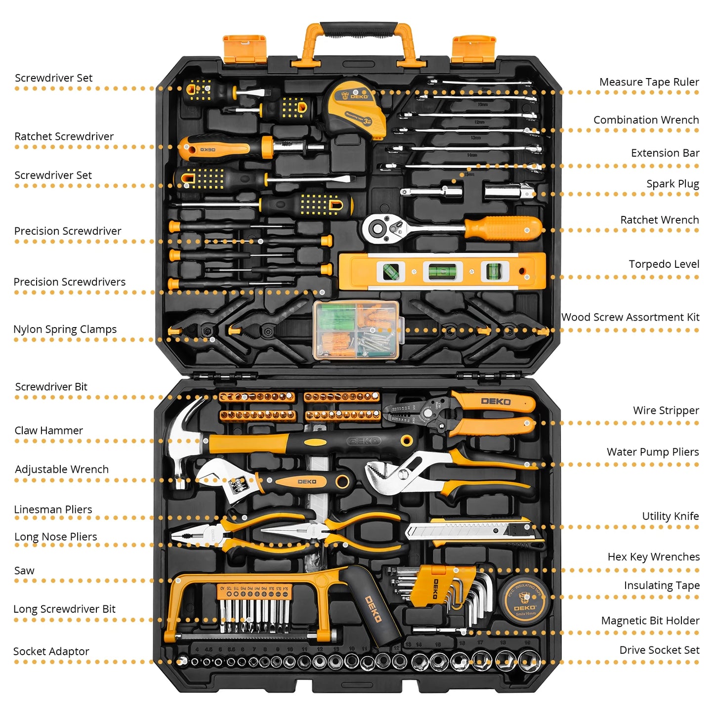 DEKODIY 228 Piece Socket Wrench Auto Repair Tool Set Kit