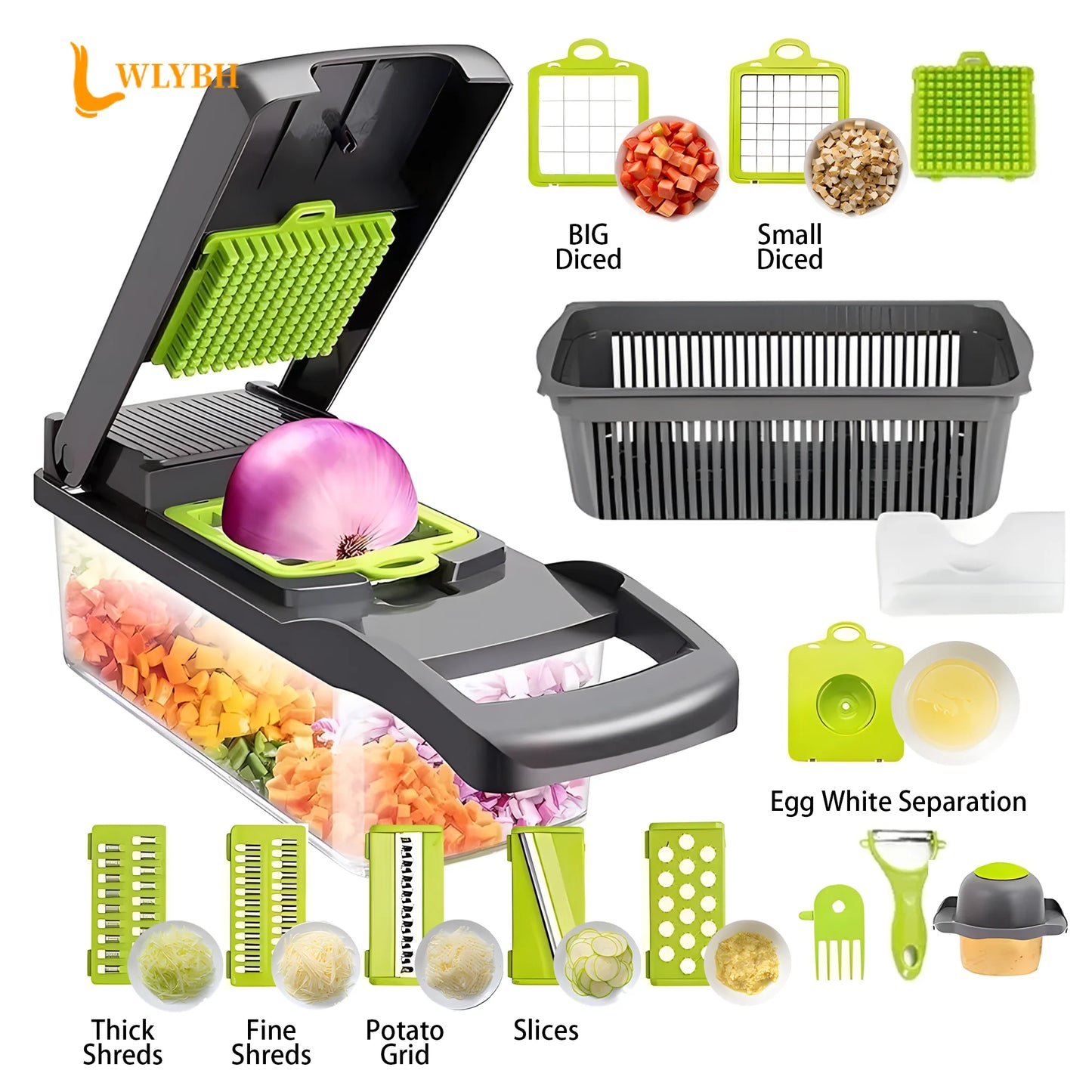 LWLYBH 16 In 1 Kitchen Vegetable Cutter Shredder Grater