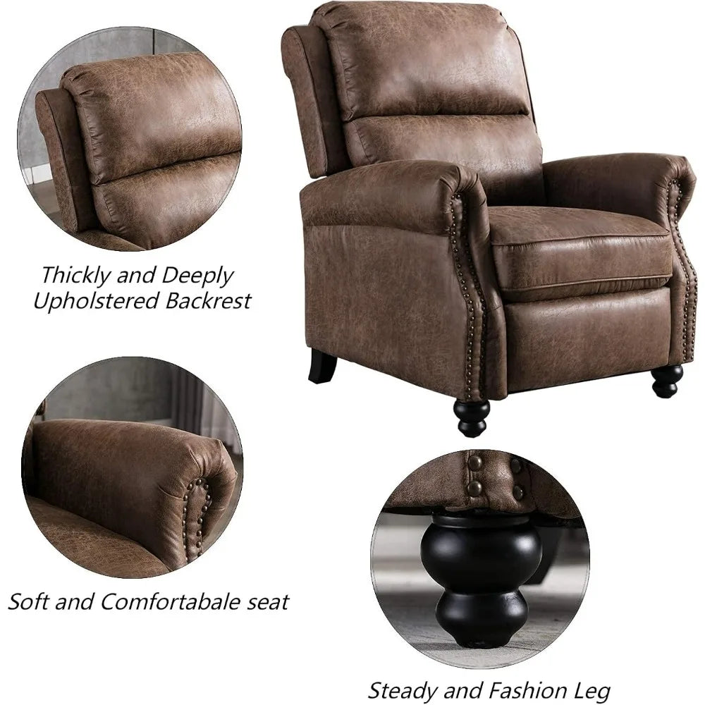 XMSJ Pushback Recliner Chair Faux Leather Armchair Rivet