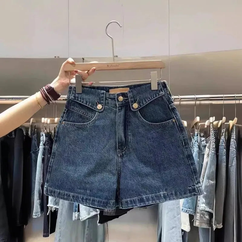 CN Zhejiang Women High Waisted Loose Fit Denim Shorts
