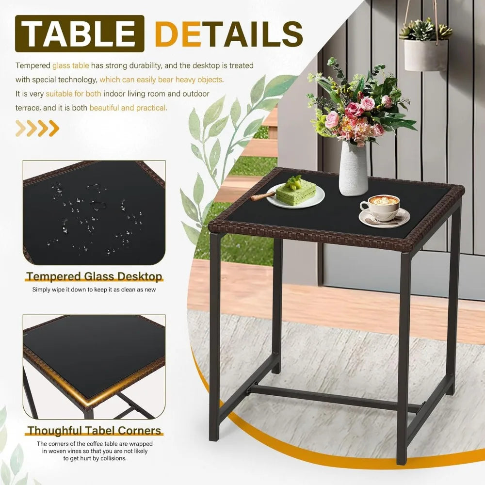 3-Piece Patio Bistro Set With Outdoor Rocking Chairs And Glass Coffee Table For Stylish Outdoor Living