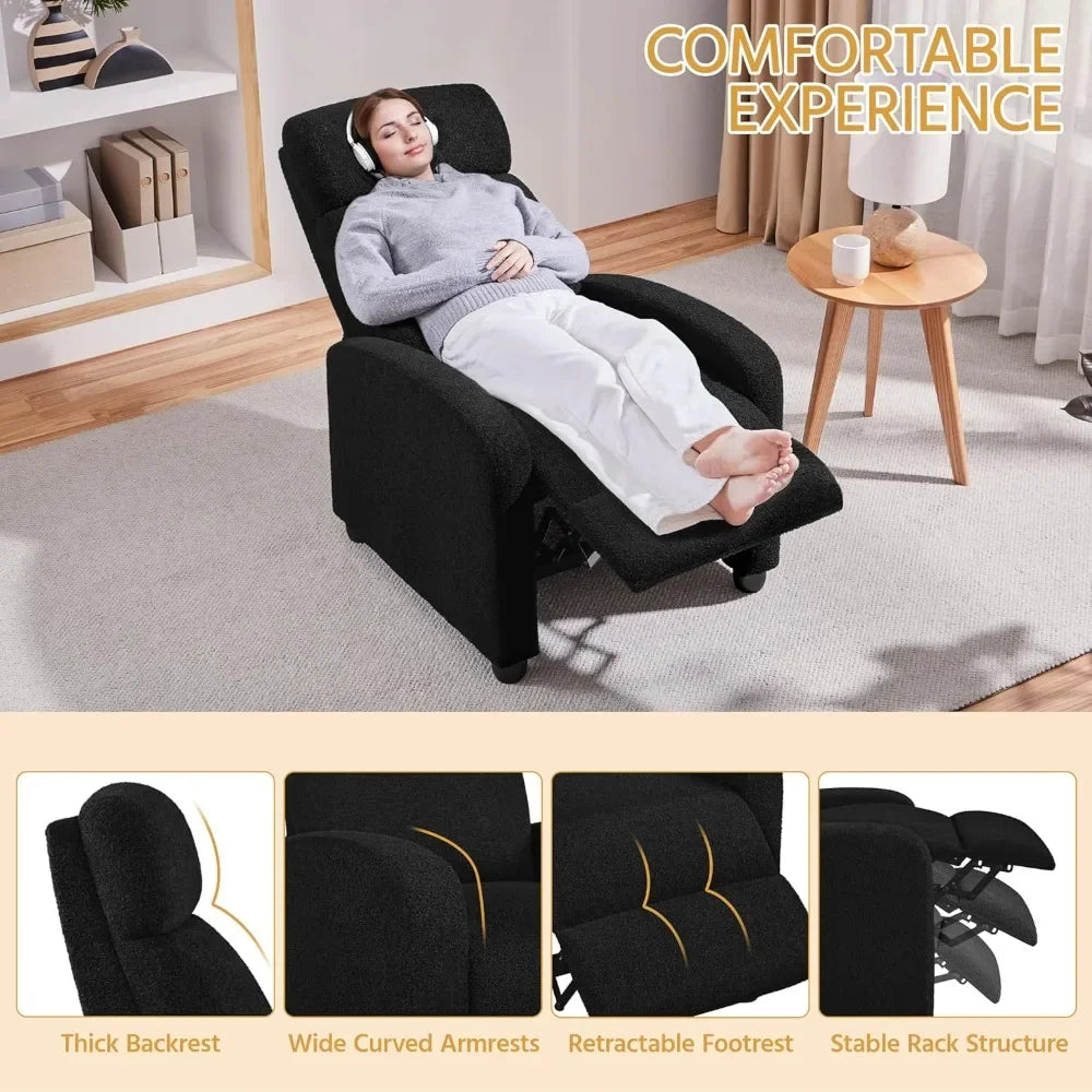 Modern Boucle Recliner Chair for Comfortable Home Theater Seating
