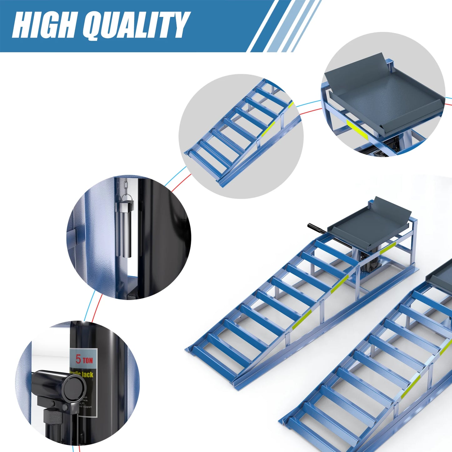 Hign-concerned Car Ramps 2-Piece Steel Hydraulic Lifting Set