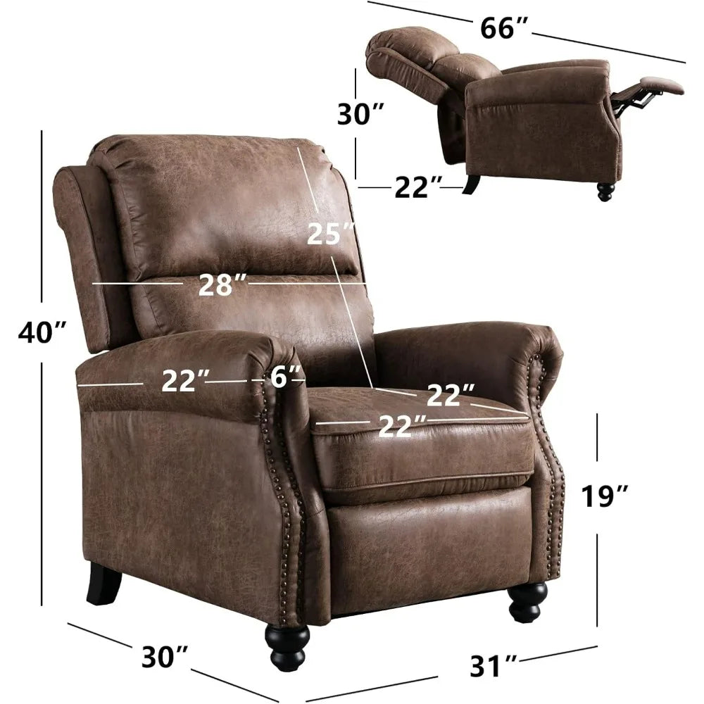 XMSJ Pushback Recliner Chair Faux Leather Armchair Rivet