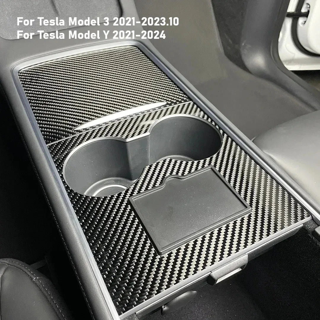 Carbon Fiber Center Console Cover For Tesla Model 3 Y