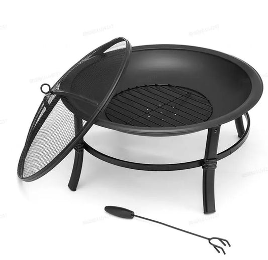 Portable BBQ Grill with Fire Poker and Mesh Cover