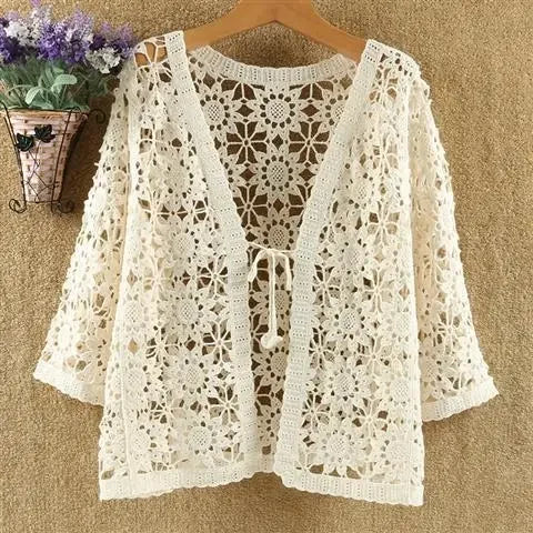 Pateekate Hollow Lace Cardigan Sweater for Women