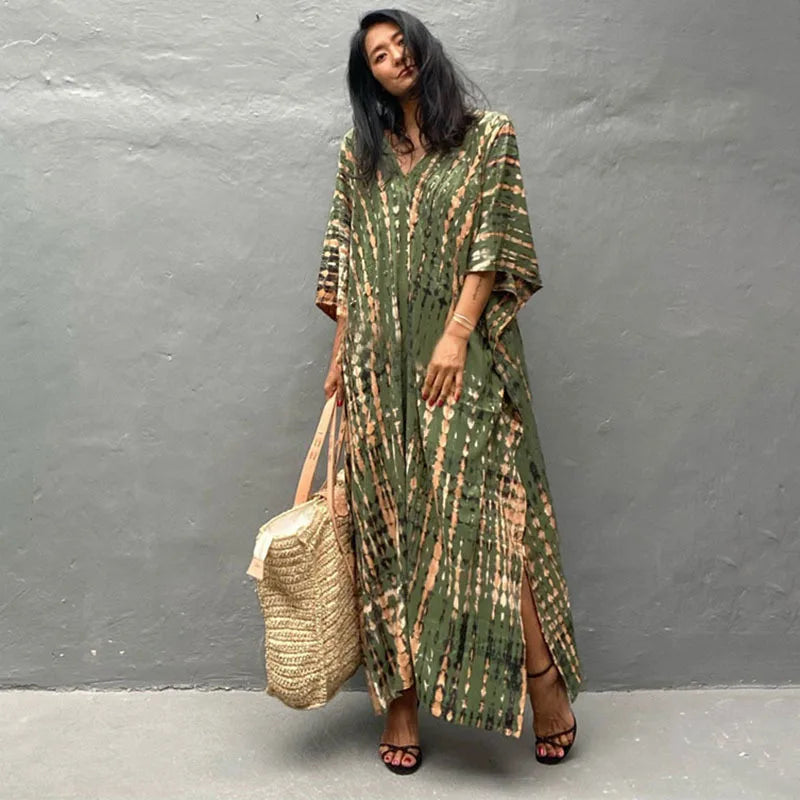 Plus Size Women Beach Coverup Casual Kaftan Swimwear Dress