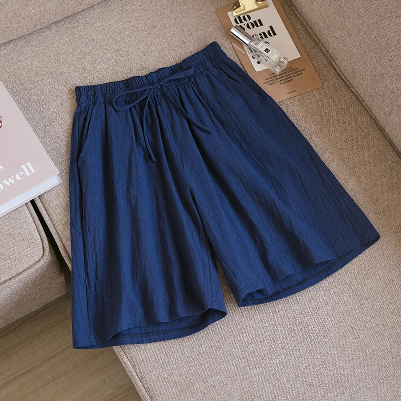 Women’s Casual High Waist Cotton Shorts with Pockets