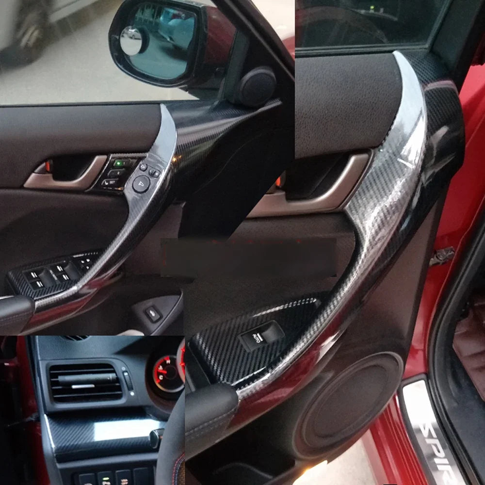 Car Styling Carbon Fiber Interior Center Console Color Change Molding Sticker Decals For Honda Acura TSX 2009 To 2013