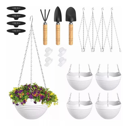 Choice 4 Pack Hanging Planters Indoor Outdoor Drain Holes