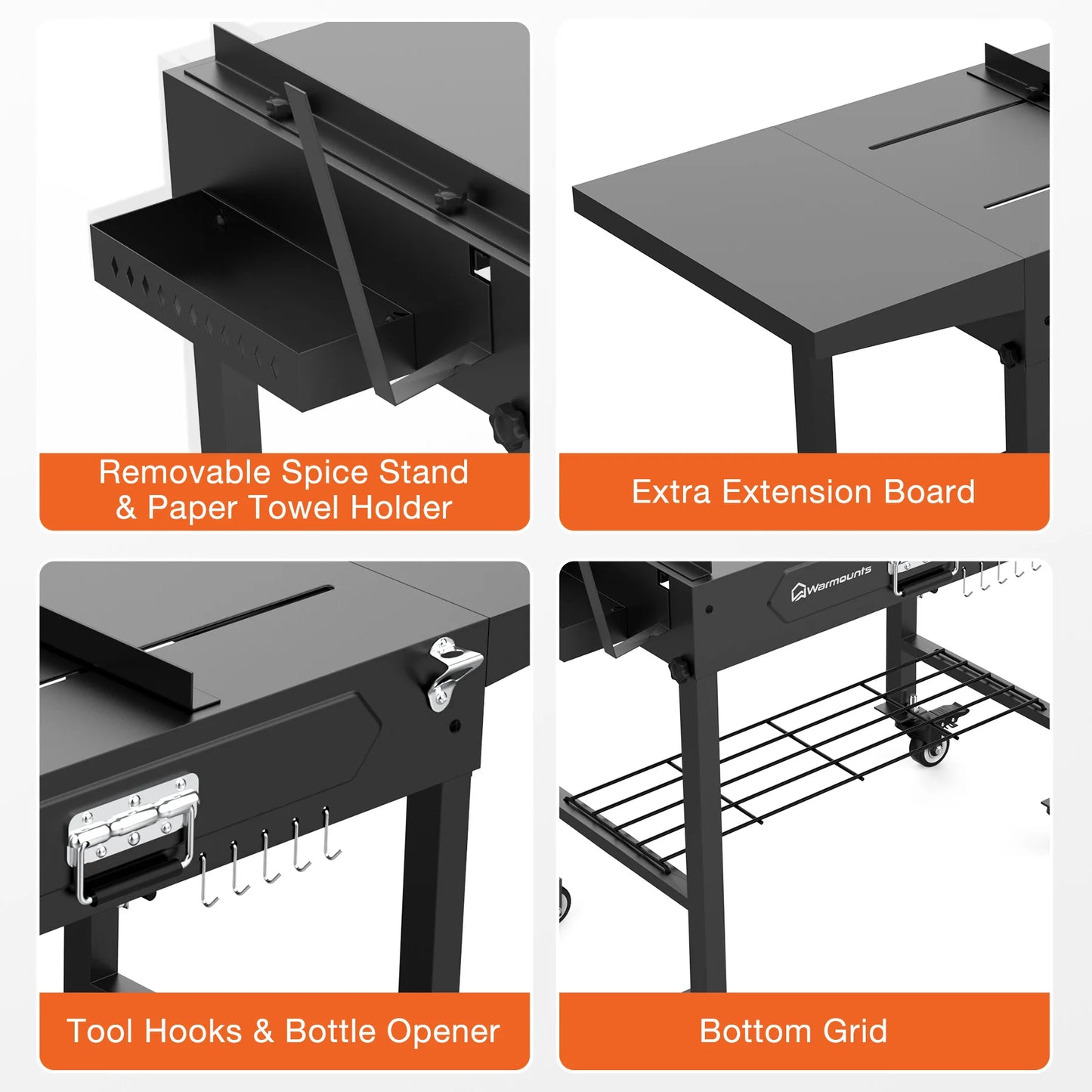 Portable BBQ Cart Table for Outdoor Garden Picnic Camping