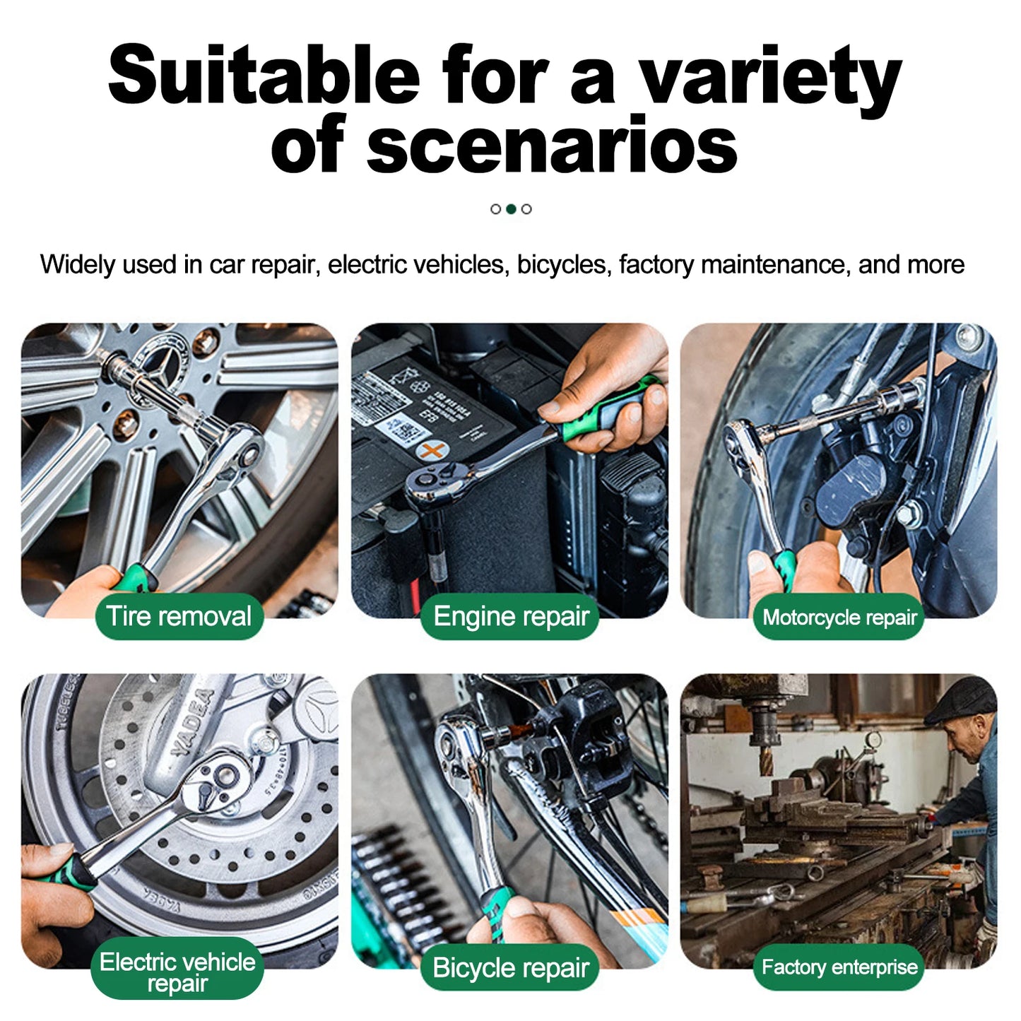 Ratchet Socket Wrench Set With Quick Release Reversible Handle
