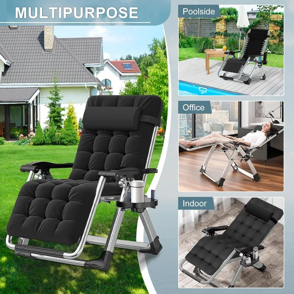 Zero Gravity Outdoor Lounge Chair Pair With Cushions