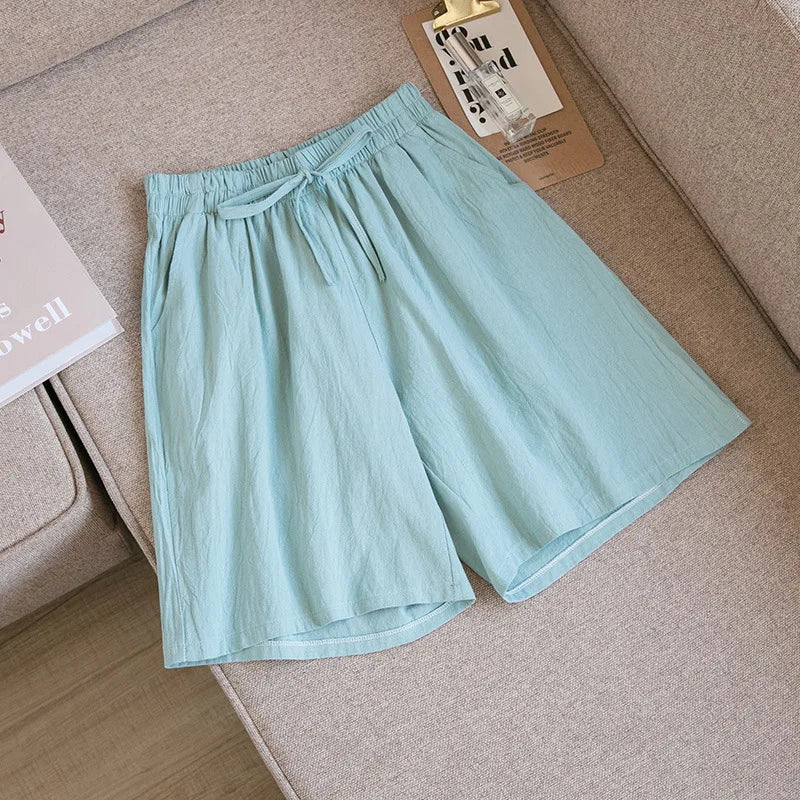 Women’s Casual High Waist Cotton Shorts with Pockets