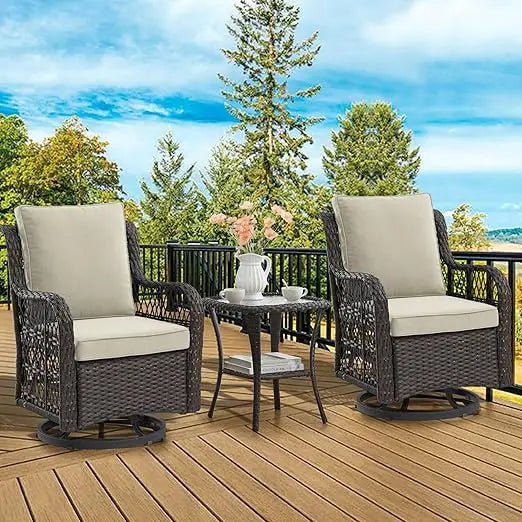 RBXCHign Outdoor Swivel Rocker Chair Set With Side Table