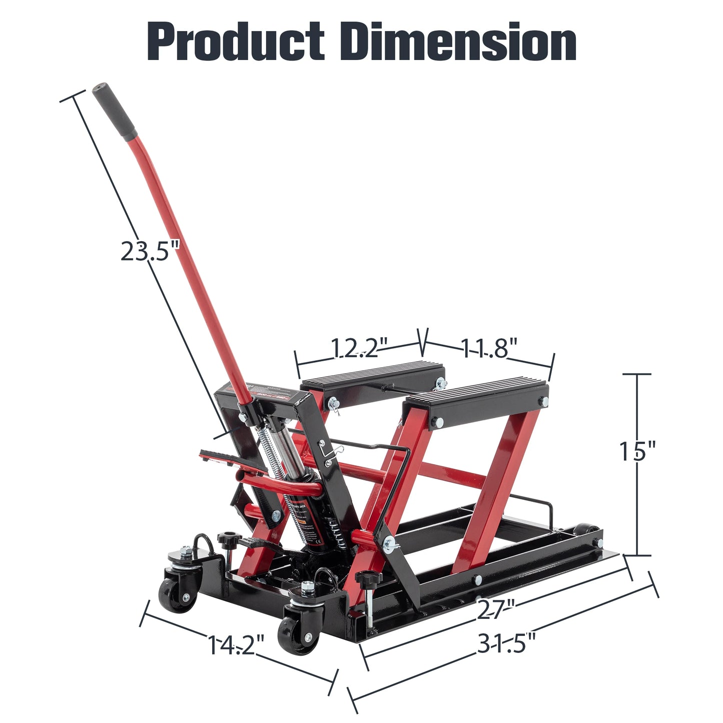 LZBEITEM Hydraulic Lift Jack 1500 LBS Motorcycle ATV Scissor Lift Table 4.5 to 15 Inches