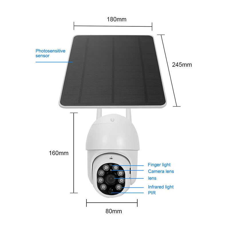 Tuya WiFi 3MP Solar Camera 10000mAh Battery Wireless PTZ Outdoor PIR Monitoring AI Human Tracking Night Vision CCTV