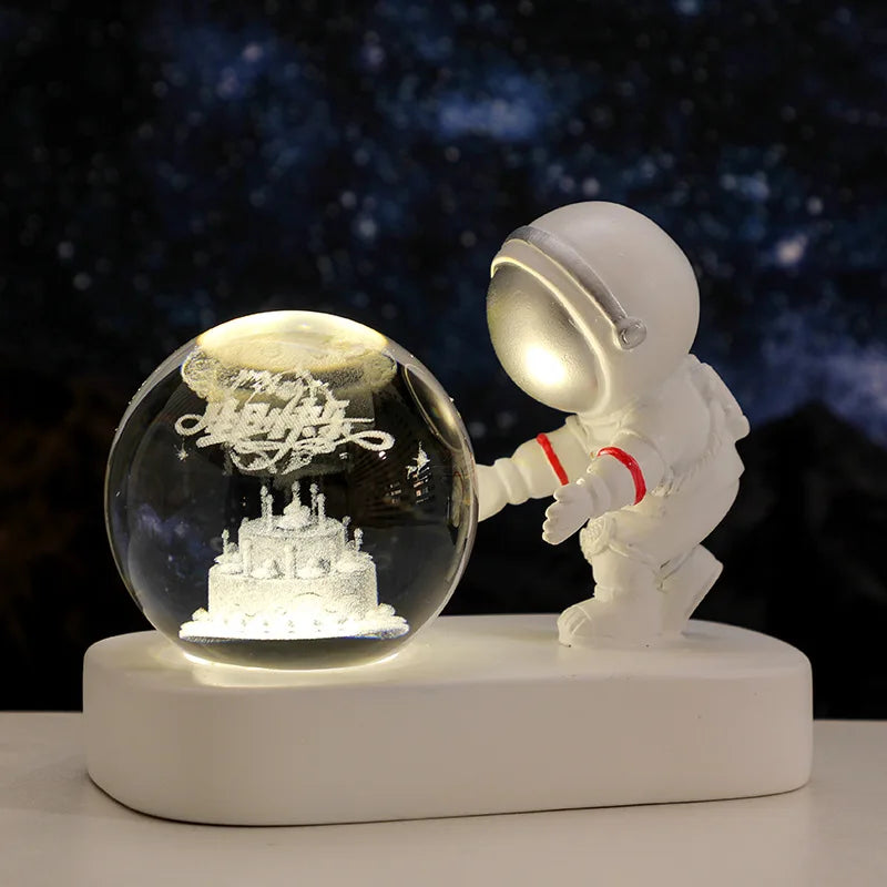 Creative 3D Astronaut Crystal Ball Night Light for Kids