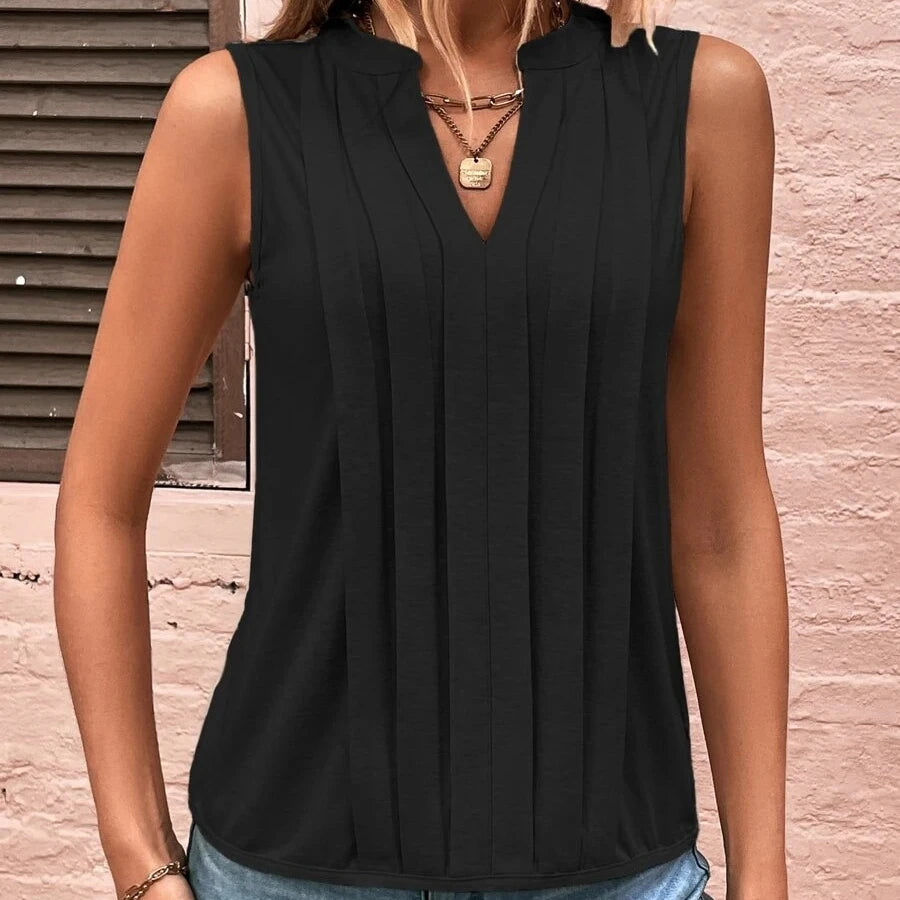 BkquCN Solid Casual Sleeveless Blouses For Women Summer
