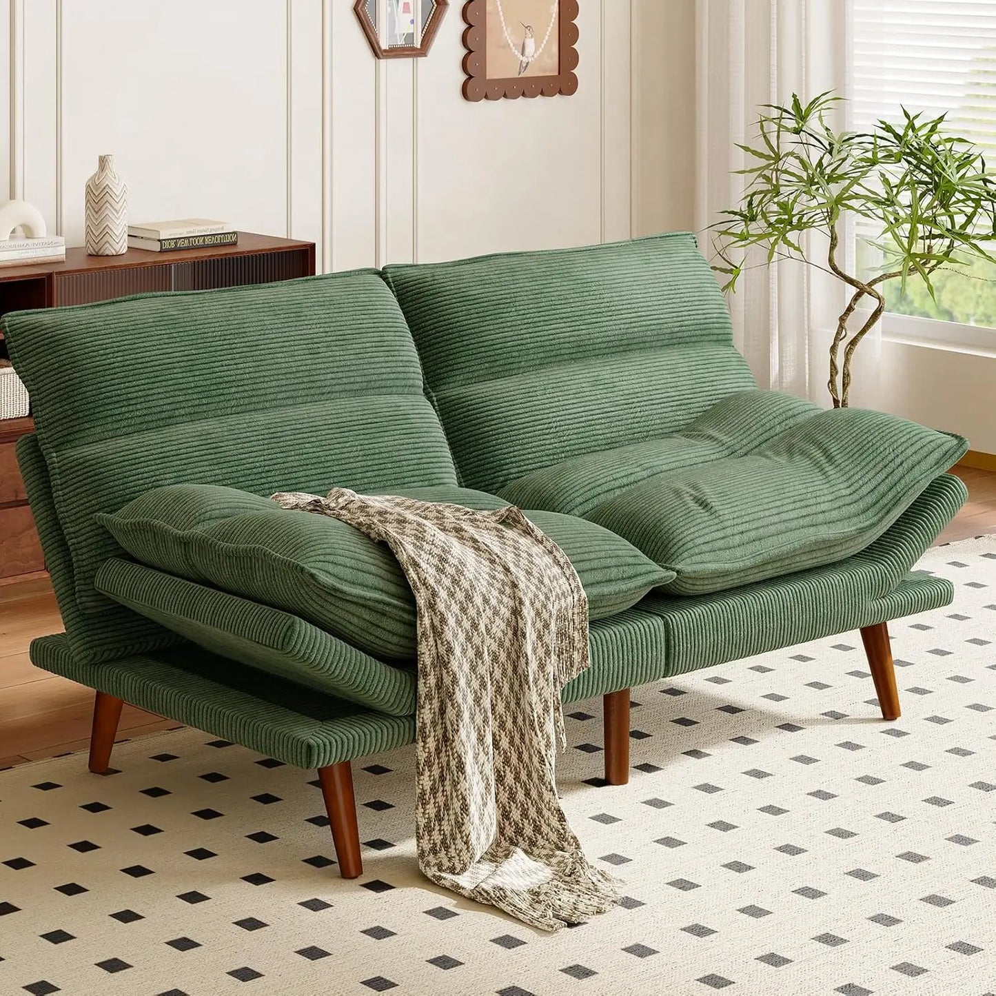 Guangbai Futon Sofa Bed Corduroy 2 In 1 Convertible Couch